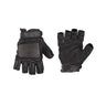 Fingerless leather combat gloves with padded knuckles, adjustable strap, black