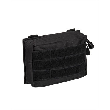 MOLLE belt pouch with front MOLLE grid and side pull tab, dark