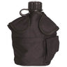 Black MOLLE canteen pouch with carry handle and front strap pockets.