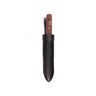 Sailor knife with brown wood handle and black leather sheath, blade partially visible