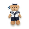 Sturm navy teddy bear plush with sailor cap, striped collar, and navy shorts