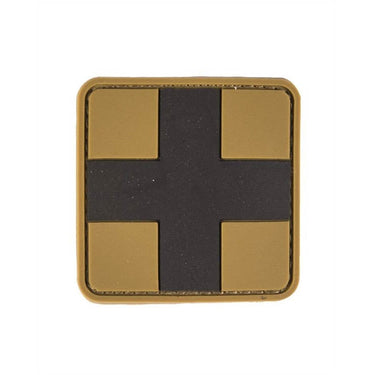 Hook-and-loop medical cross patch, coyote and black square with raised cross