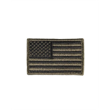 Fabric US flag insignia patch, embroidered stars and stripes in olive-drab dark tones