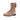 Brown lace-up combat boots with side strap and buckle, ankle height