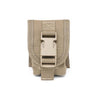 Coyote single grenade pouch with front flap and two-buckle retention strap