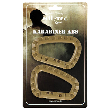 Coyote ABS carabiner pair with rugged molded grips
