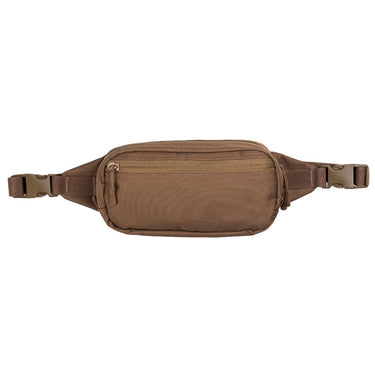 Sturm Traveller fanny pack in dark coyote, zippered front pocket with adjustable strap