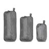 Cinder grey mesh triple pouch set with three zip pouches and loop handles