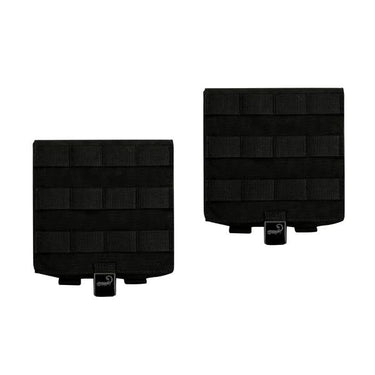 Black side plate carrier with MOLLE grid and front release clip