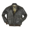 Cockpit USA A-2 antique lambskin leather jacket, black, front with two chest pockets