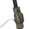 Protective Apple Watch strap with black band and multicam fabric holder