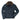 Navy cord jacket with button front, brown shearling collar, and chest pockets
