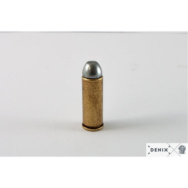 Brass-cased bullet replica with silver round nose
