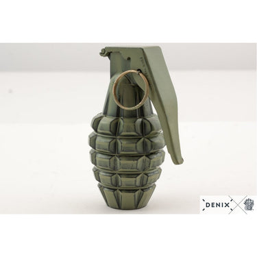 Denix olive green hand grenade paperweight with pull ring and textured body segments