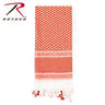 Rothco shemagh tactical desert scarf in orange and white knit with striped band and fringe
