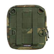 Camouflage EDC pouch back panel with MOLLE webbing and side handle loops