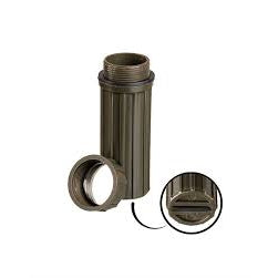 Olive drab waterproof match container with open cap and loop cord