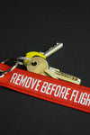 Sturm Remove Before Flight Embroidered Key Ring Red