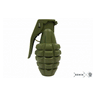 Denix olive green hand grenade paperweight with loop handle and faceted body panels