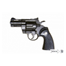 Denix revolver pistol replica with black grip and dark metal finish, side view