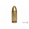 Brass-colored replica bullet with pointed tip and ridged base