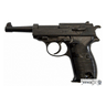 Black semi-automatic pistol replica with textured grip and barrel