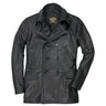 Black goatskin naval coat, double-breasted front, stand collar