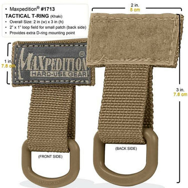 Maxpedition tactical T-ring with khaki webbing and tan D-ring