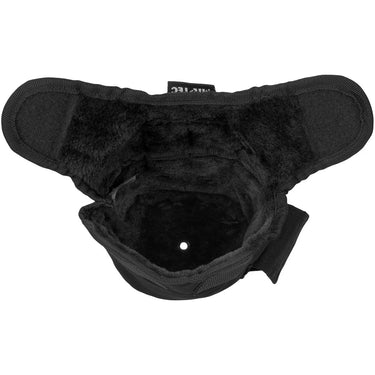 Black MOLLE canteen pouch with open top and interior lining view.