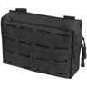 Black laser-cut belt pouch with front oval webbing loops and zip pull