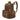 Brown 18L backpack with padded shoulder straps and front flap pockets