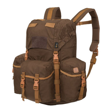 18L tactical backpack, brown with adjustable straps and front cargo pockets