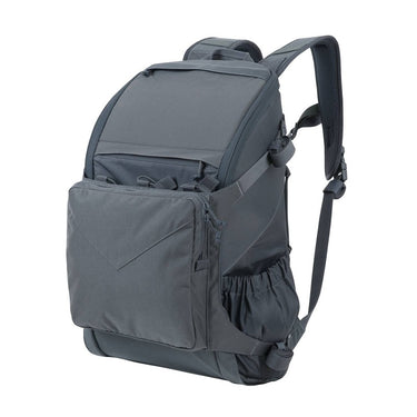 25L tactical backpack in gray with front zip pocket and adjustable padded shoulder strap