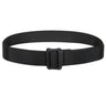 Black tactical belt with sturdy woven webbing strap and quick-release buckle