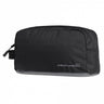 Black fabric travel toiletry pouch with zip and Pentagon logo patch