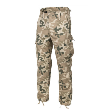 Camouflage cotton ripstop cargo pants with side cargo pockets and belt loops