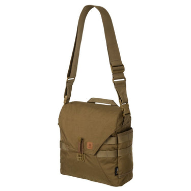 Bushcraft haversack shoulder bag in tan with adjustable straps and front flap pocket