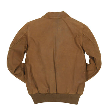 Brown lambskin jacket for women, back view with ribbed hem and cuffs